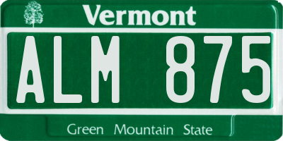 VT license plate ALM875