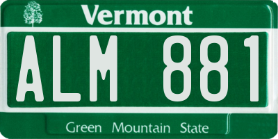 VT license plate ALM881