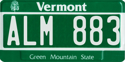 VT license plate ALM883