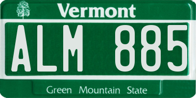 VT license plate ALM885