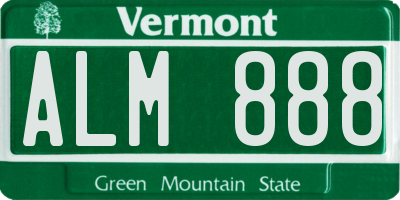 VT license plate ALM888