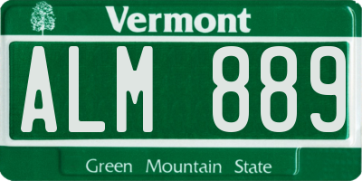 VT license plate ALM889
