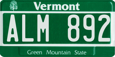 VT license plate ALM892
