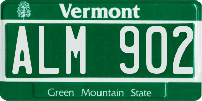 VT license plate ALM902