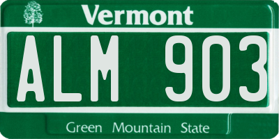 VT license plate ALM903