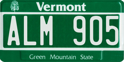 VT license plate ALM905