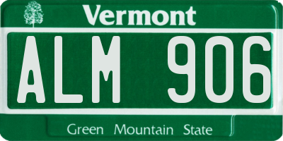 VT license plate ALM906