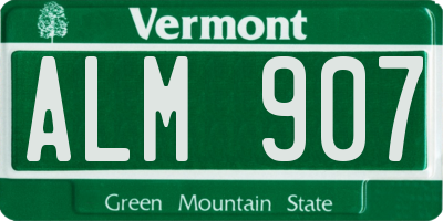 VT license plate ALM907