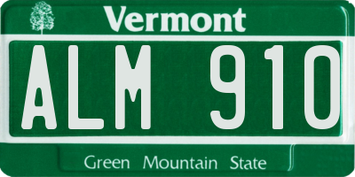 VT license plate ALM910