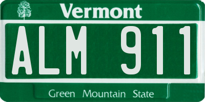 VT license plate ALM911