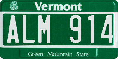 VT license plate ALM914