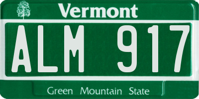 VT license plate ALM917