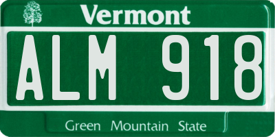 VT license plate ALM918