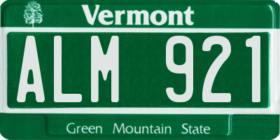 VT license plate ALM921