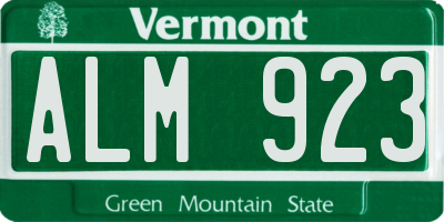 VT license plate ALM923