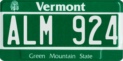 VT license plate ALM924