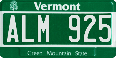 VT license plate ALM925