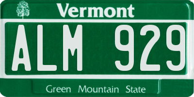 VT license plate ALM929