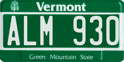 VT license plate ALM930
