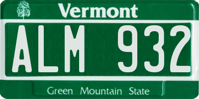 VT license plate ALM932