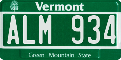 VT license plate ALM934