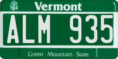 VT license plate ALM935