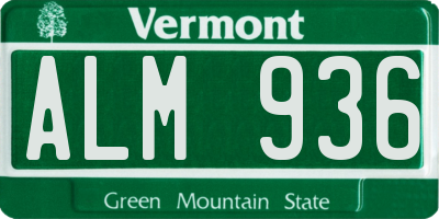 VT license plate ALM936