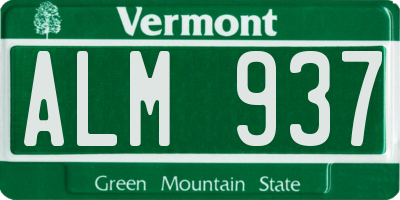 VT license plate ALM937