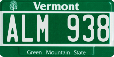 VT license plate ALM938