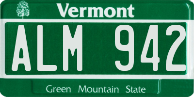 VT license plate ALM942