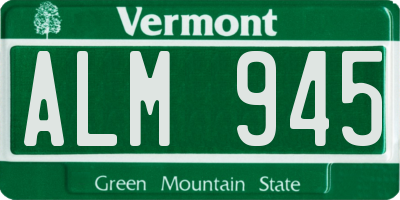 VT license plate ALM945