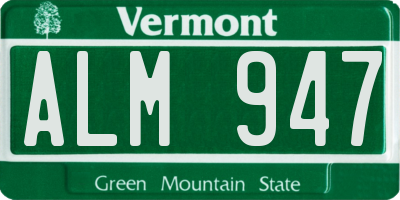 VT license plate ALM947