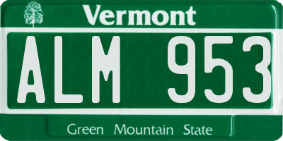 VT license plate ALM953