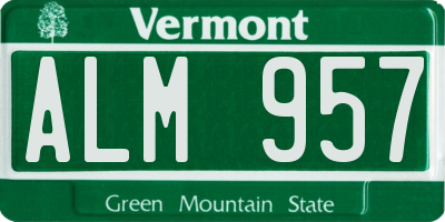 VT license plate ALM957