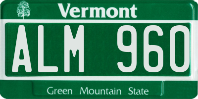 VT license plate ALM960
