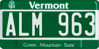 VT license plate ALM963