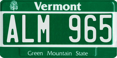 VT license plate ALM965