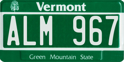 VT license plate ALM967