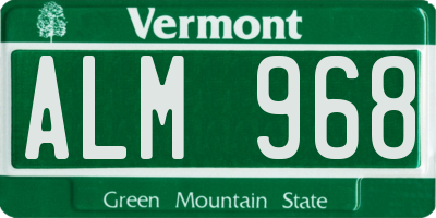 VT license plate ALM968