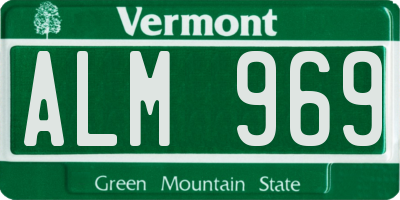 VT license plate ALM969