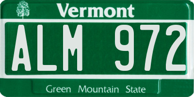 VT license plate ALM972