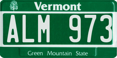VT license plate ALM973