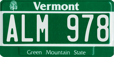 VT license plate ALM978