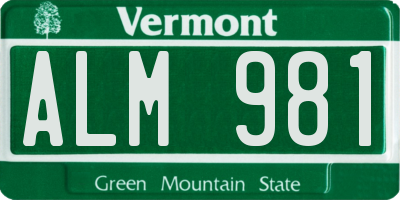 VT license plate ALM981