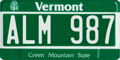 VT license plate ALM987