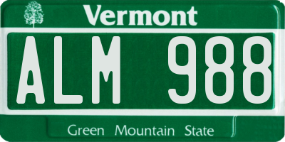 VT license plate ALM988