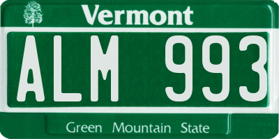 VT license plate ALM993