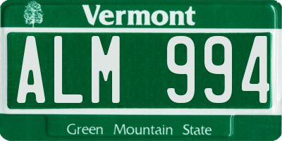 VT license plate ALM994