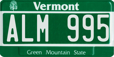 VT license plate ALM995