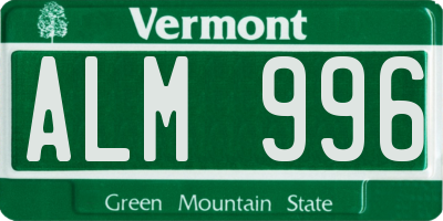 VT license plate ALM996
